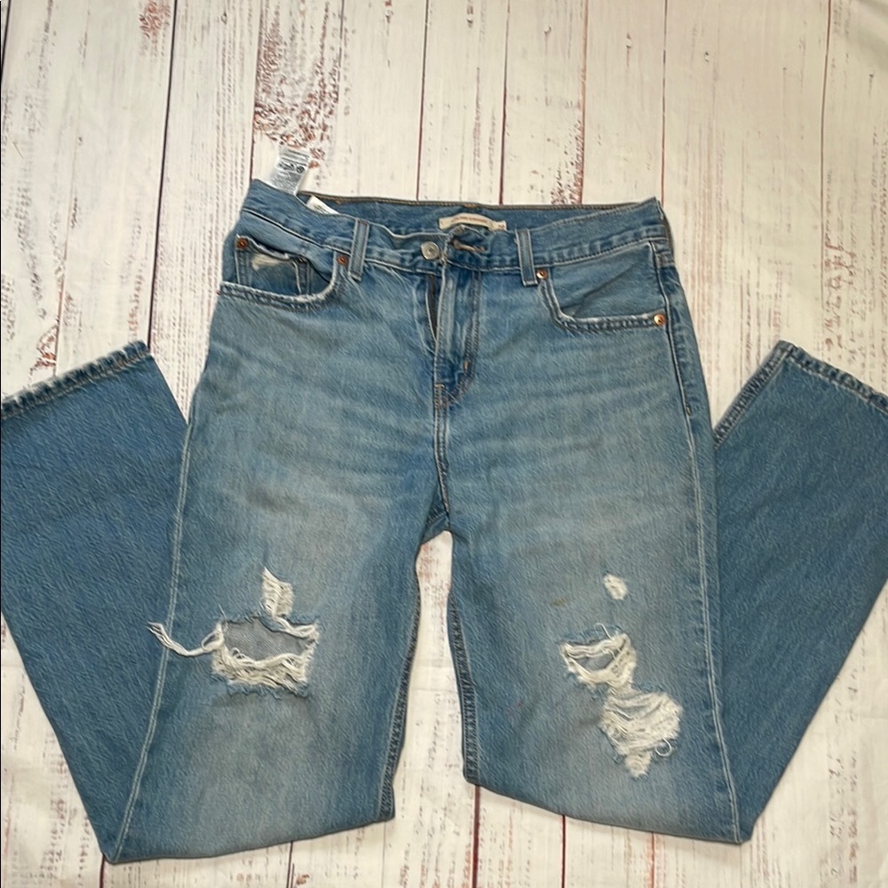 Levi's Blue Boyfriend Distressed Jeans